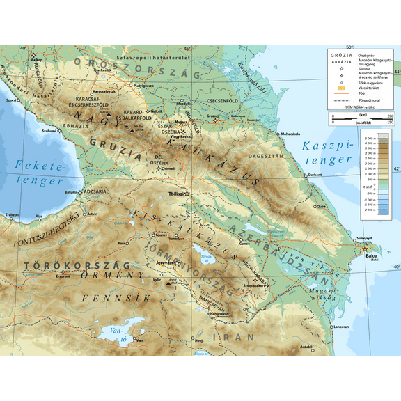 24x18in Caucasus Topographic Map-hu 【Photo Paper】