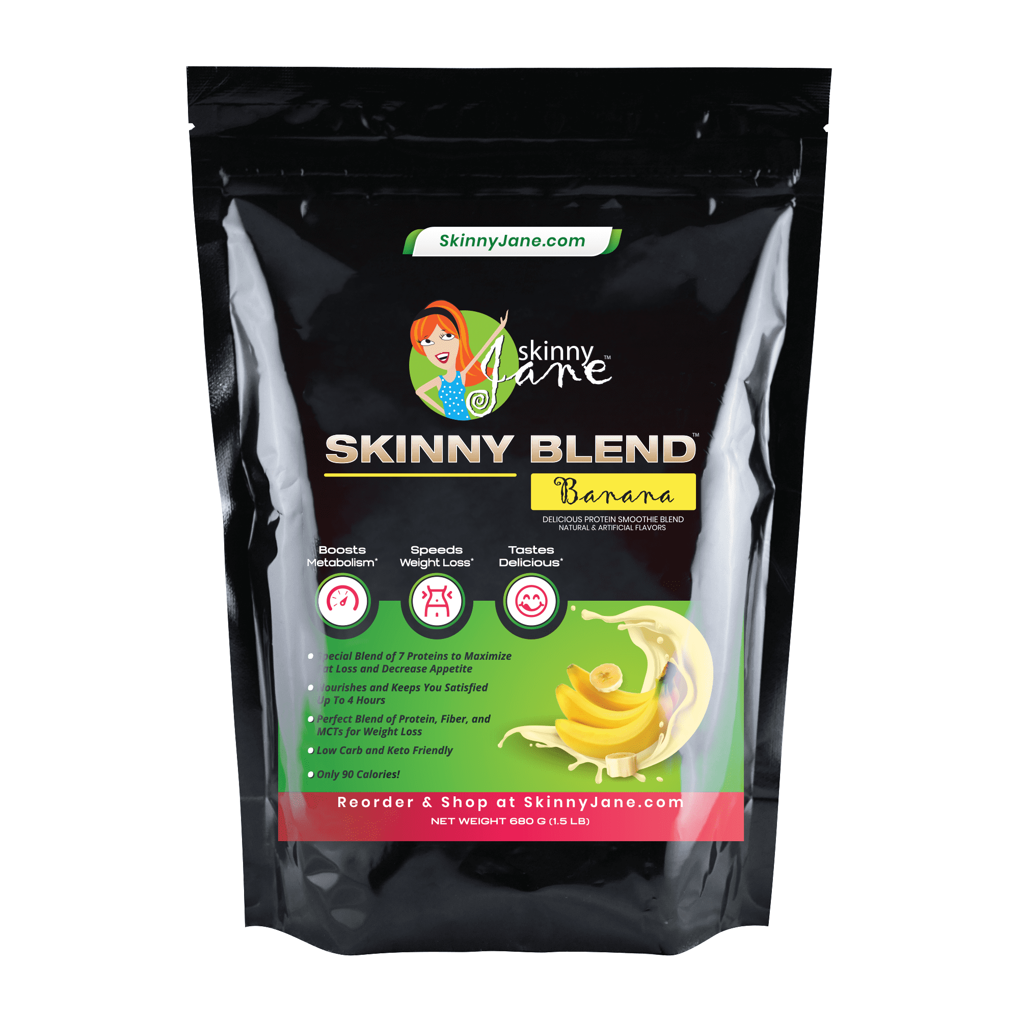 Skinny Jane Skinny Blend | Best Tasting Protein Shake | Smoothie Powder | Weight Loss | Meal Replacement | Low Carb Protein Shake | Diet Supplement | Appetite Control | 30 Shakes (Banana)