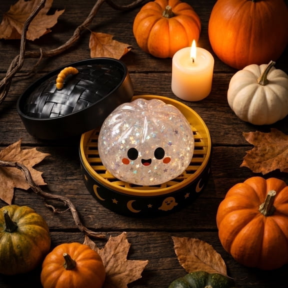 Halloween Dumpling Squishy Toys - Cute Ghost & Pumpkin Stress Relief Fidget Set, Soft Slow Rising Sensory Squeeze Toy, Kawaii Party Favors & Stocking Stuffers