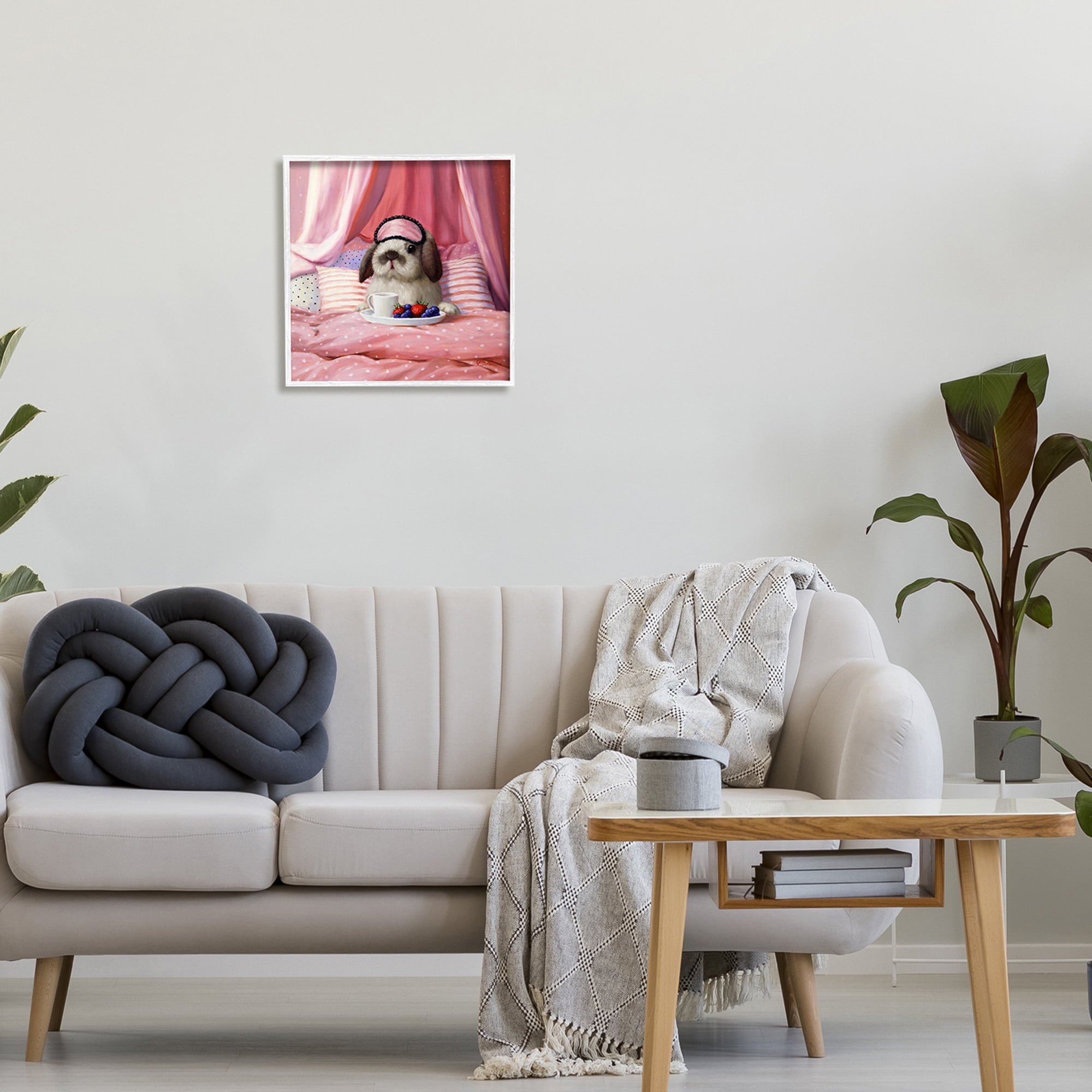 Stupell Industries Adorable House Bunny Rabbit Breakfast In Bed Pink, 17 x 17, Design by Lucia Heffernan