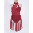 thumbnail image 3 of MSemis Kids Girls Lyrical Contemporary Modern Dance Costume Hater Ballet Leotard Dress Burgundy 10, 3 of 5