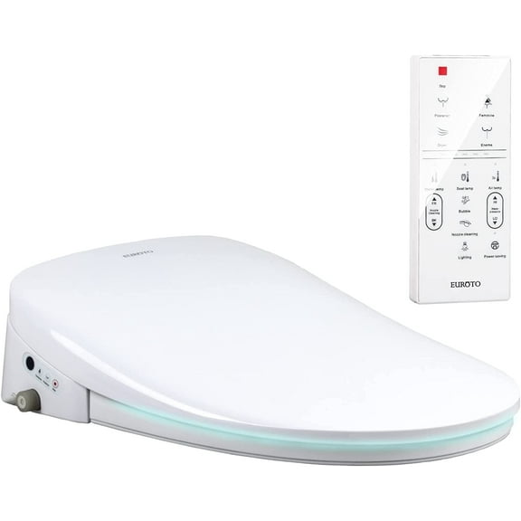 Euroto 6828 Smart Toilet Bidet Luxury Seat, Unlimited Warm Water, Nightlight, White, 1 Piece