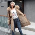 thumbnail image 1 of Chaqueta de algodón para mujer de longitud media a larga con cuello grande de piel y forro de felpa., 1 of 6