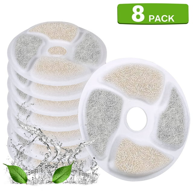 Graflsoa 8-Pack Cat Fountain Replacement Filters with Coconut Shell Activated Carbon & Ion Exchange Resin for Fresh, Clean Water
