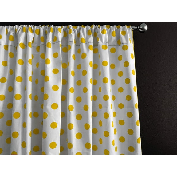Cotton Curtain Polka Dots Print 58 Inch Wide / Yellow on White