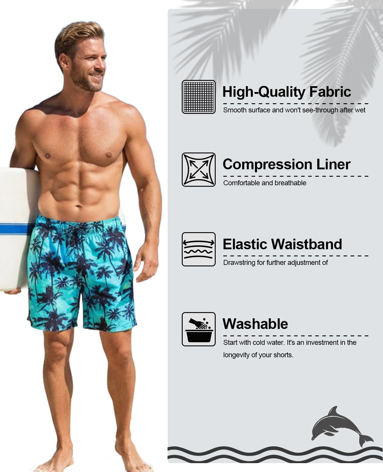 Aideaone Mens Swimming Trunks with Compression Liner Swim Shorts 7 inch Quick Dry Bathing Suit Anti Chafe Boardshorts
