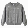 thumbnail image 2 of TOWED22 Girls' Cardigans Sweater School Uniforms Cotton Long Sleeve Lightweight Outerwear(Dark Gray,9-10 Y), 2 of 5