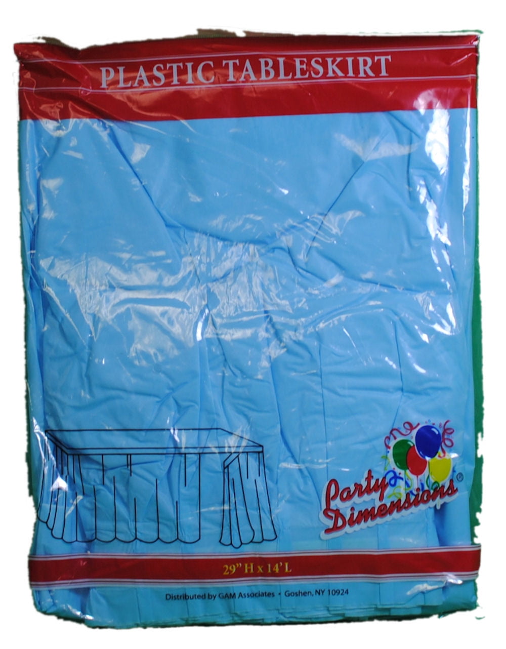 Lt Blue Plastic Table Skirt 29" x 14' Rectangular Party