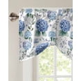 thumbnail image 3 of Tie Up Valance Curtain for Kitchen,Blue Flower Hydrangea Eucalyptus Leaf Rod Pocket Short Curtains Adjustable Tie-Up Shade Valances,Watercolor Floral Seamless Window Treatment for Living Room, 3 of 8