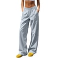 thumbnail image 2 of Khunlpohl Womens Casual Pants Elastic Waist Solid Color Joggers Pant Straight Legs Lightweight Loose Trousers with Pockets, 2 of 5