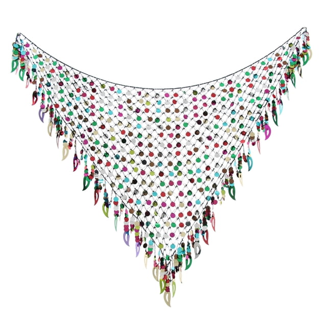 Bufanda de Danza de Vientre Pañuela de Cadera Triangular con Lentejuelas Borlas Color mezclado Zulema Bufanda de cadera de danza del vientre