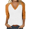 thumbnail image 4 of Ayolanni Orange Summer Clothes for Women V-Neck 3/4 Sleeve Raglan Solid Blouses Ladies Shirts XL, 4 of 7
