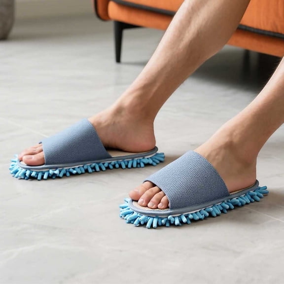 Mens House Slippers Slip On Arch Support Fleece Lined with Detachable Floor Cleaning Function Indoor Comfort Open Toe Shoes for Men