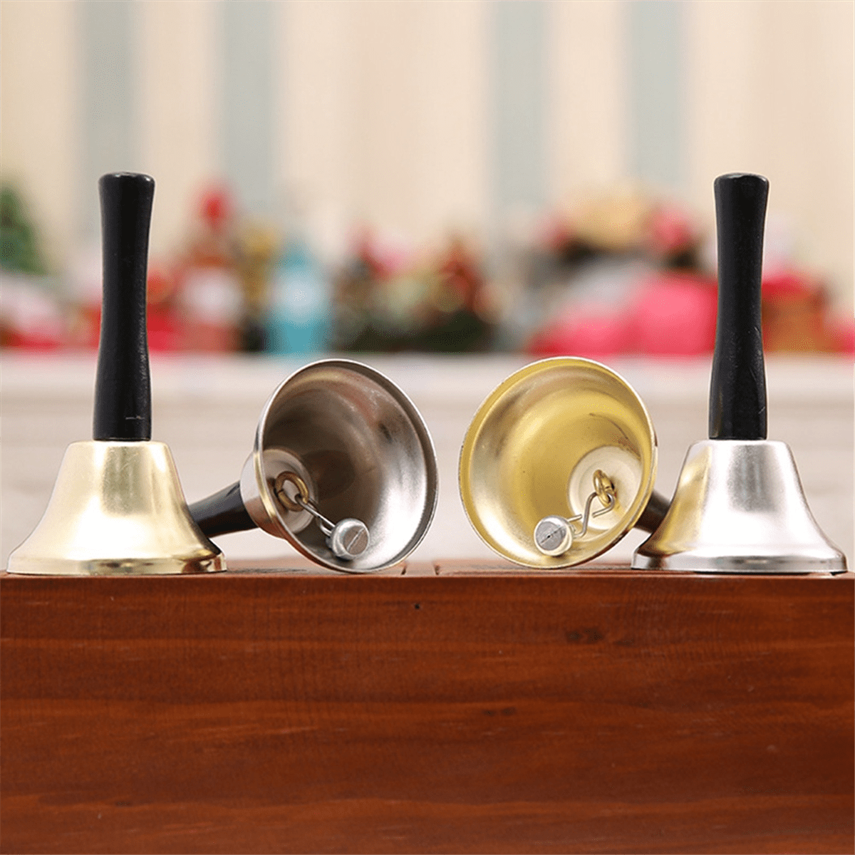 Square Hand Bell Santa Bells Counter Bell XCOZU Stainless Steel Hand Bell, Small Hand ...