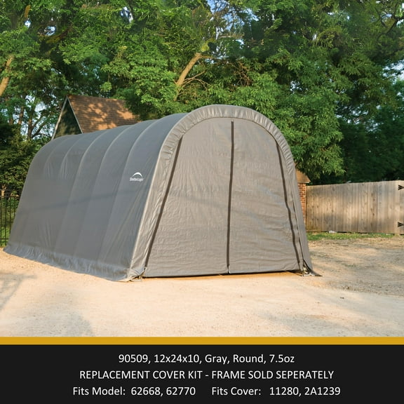 Garage-in-a-Box 12 x 24 x 10 ft. RoundTop Replacement Cover 7 oz. Gray (Frame not included)