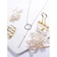 thumbnail image 6 of Silvora Silver Lariat Necklaces for Women Trendy Drop Bar Pendant Y-Necklaces Adjustable Long Chain Elegant Jewelry Gifts for Granddaughter Sister Christmas, 6 of 7