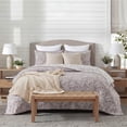 thumbnail image 2 of Mainstays Botanical Floral Stitched Quilt, Full/Queen, Light Purple, Reversible Lightweight Bedding, 2 of 10