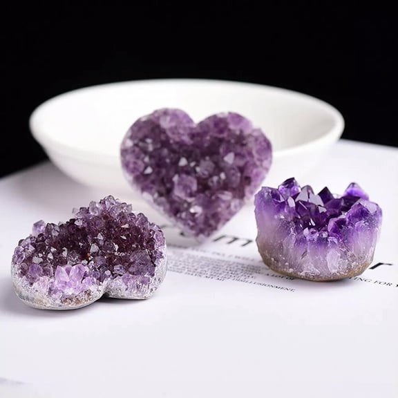 MATROOY 4~5cm Natural Uruguayan Amethyst Geode Cluster Quartz Crystal Polished Heart