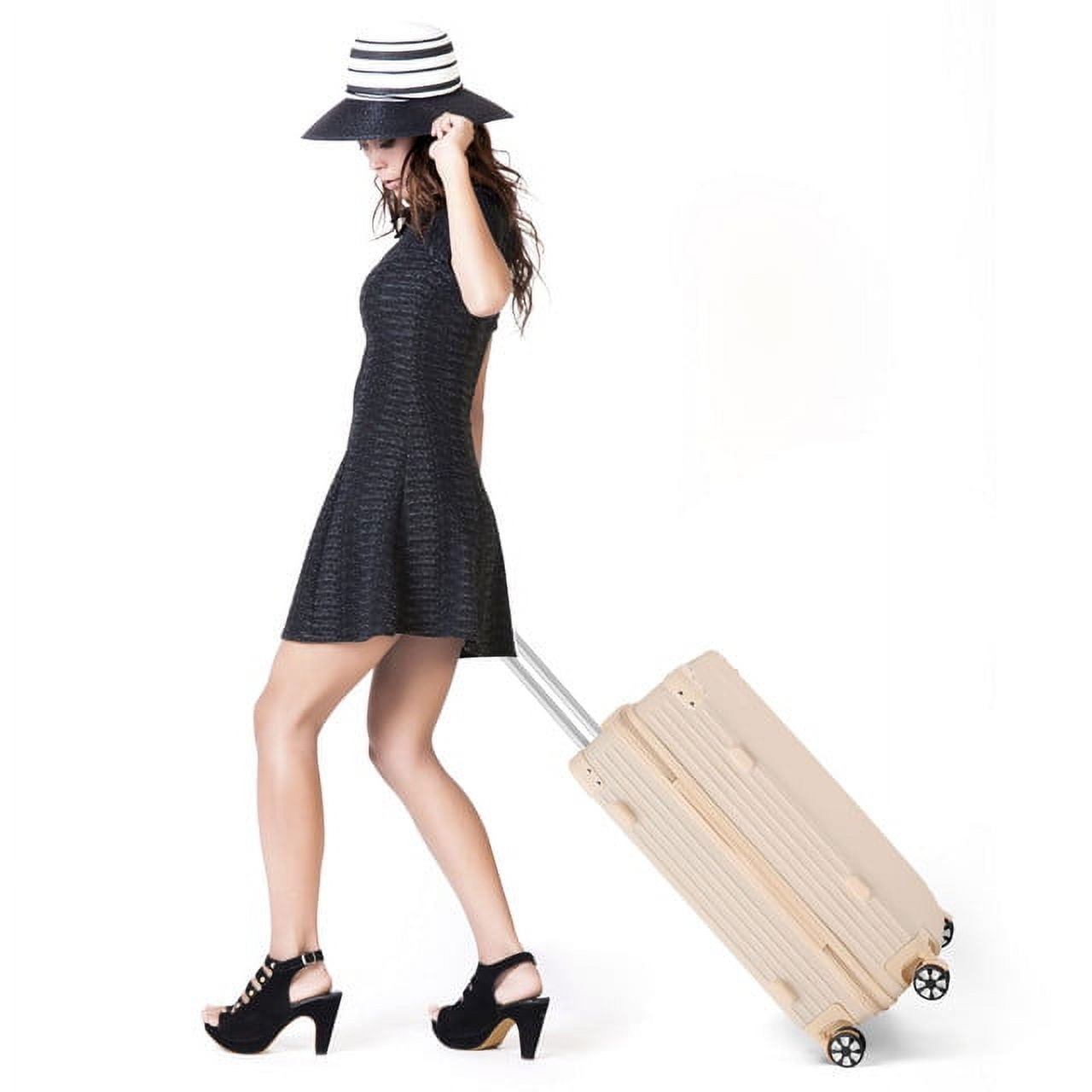 Hikolayae Sunshine Collection Hardside Spinner Luggage Sets in Beige, 5 Piece - TSA Lock