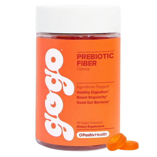 Gomitas de fibra GOGO para adultos, 60 unidades (paquete de 1) – Suplemento de fibra de inulina de raíz de achicoria prebiótica – Fibra gomosa diaria para la salud intestinal digestiva – Sin OGM, vega