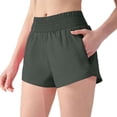 thumbnail image 5 of Tsesme Women’s Sport Shorts with Zip Pockets Lightweight Quick Dry Workout Yoga Shorts Elastic High Waisted Loose Running Shorts,Green-a,M, 5 of 6
