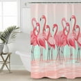 thumbnail image 4 of Shower Curtain, Flamingo Bird on Gradient Background Waterproof Shower Curtain Set with Hooks for Bathroom Showers,Stalls and Bathtubs,72x84In Tropical Pink Animals, 4 of 9