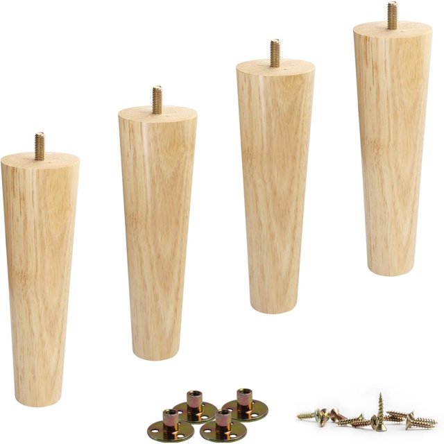 Juego de patas de muebles de madera de 8 pulgadas de 4 patas de mediados de siglo para muebles Patas de repuesto modernas para sofá, mesa, gabinete, escritorio (madera)