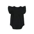 thumbnail image 1 of Qmyliery Infant Baby Girl Boy Fly Sleeve Romper Round Neck Solid Color Bodysuit Summer Clothes,0-24 Months, 1 of 3