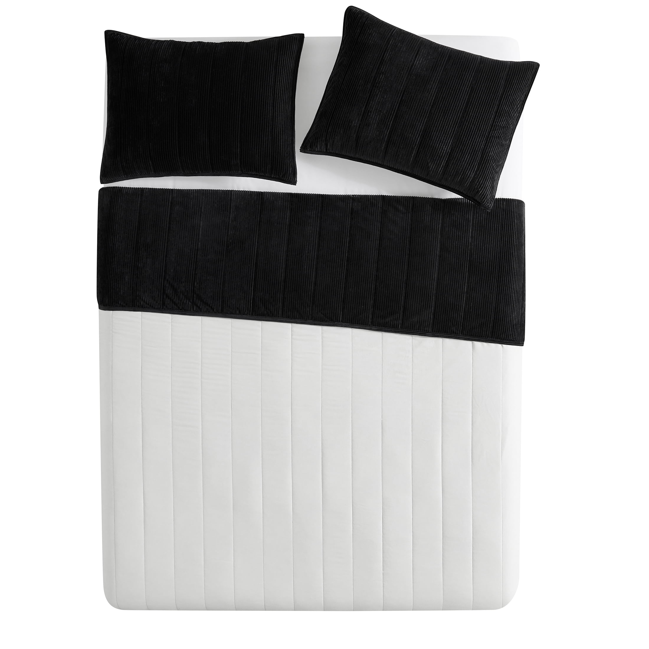 Mainstays Solid Black Corduroy Stripe Adult Quilt, Full/Queen