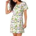 thumbnail image 2 of Balery Happy Easter Pattern Womens Short Sleeve Sleepshirt Scoopneck Cute Nightdress Comfy Nightgown Loungewear Dress, 2 of 6