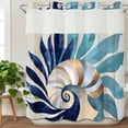 thumbnail image 3 of Navy Blue Teal Coastal No Hook Shower Curtain Waterproof,Bathroom Curtains with Snap in Liners and See Through Top Window,Abstract Art Nautical Ocean Conch Hotel Bathtub Curtains Shower 72"Wx72"L, 3 of 8