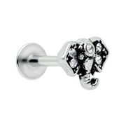 Body Candy Womens 16G Steel Clear Accent Regal Elephant Labret Monroe Lip Ring Tragus 8mm Cartilage Stud