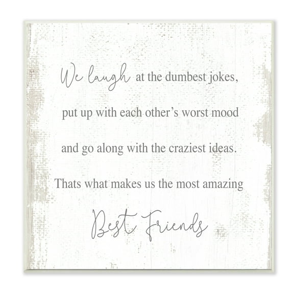 Amazing Best Friends Phrase Distressed Country Pattern 12 in x 12 in Framed Drawing Art Prints, by Stupell Home Décor