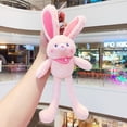 thumbnail image 3 of Cute Backpack Pendant Exquisite Gifts Stuffed Toys Creative Plush Doll Key Holder Car Key Charms Bag Ornaments Pulling Rabbit Keychain WHITE, 3 of 8