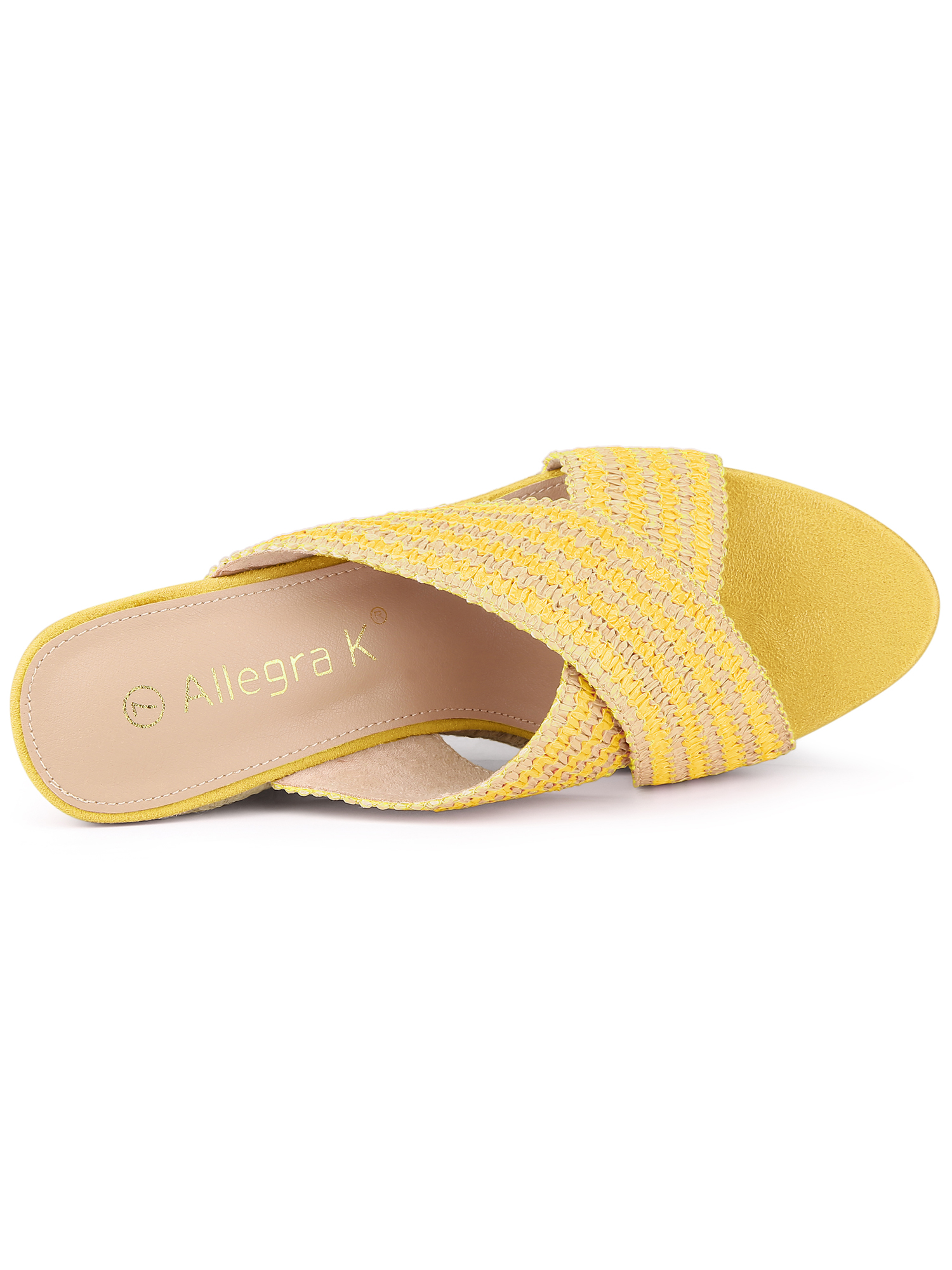 DARING DIVA Women's Crisscross Strap Platform Slides Wedge Sandals Yellow 5.5
