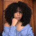 thumbnail image 2 of 16 Pulgadas para Pelucas de Pelo Rizado Afro Rizado con Flequillo Fibra SintéTica Suave y Esponjosa Ninguna Pelucas de Encaje para Fiesta Cosplay(B), 2 of 5