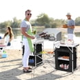 thumbnail image 3 of Goplus Folding Portable Aluminum Camping Grill Table w/ Storage Organizer Windscreen, 3 of 10