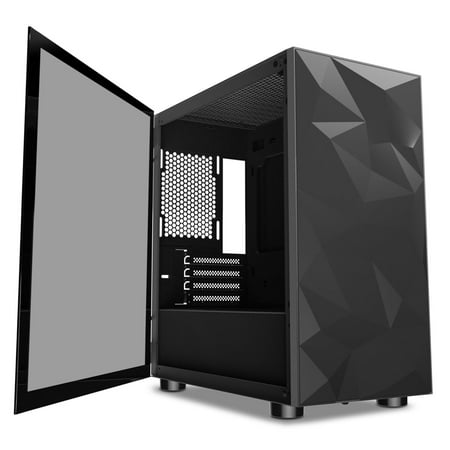 darkFlash DLM 21 Black Micro ATX Mini Tower MicroATX Computer Case with Door Opening Tempered Glass Side (Best Looking Micro Atx Case)