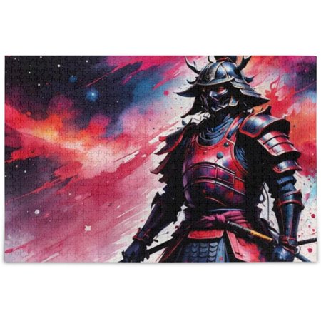Hotbar Jigsaw Puzzle Red Samurai 500 Pieces, Zigsaw with Alphabet Partition Storage Bag Easy to Solve 20.5×14.9 in