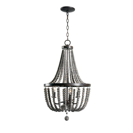 - Dumas 3 Light Wood Bead Chandelier