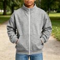 thumbnail image 5 of Cethrio Boys Full Zip Sweatshirts Size 14-16, Fleece-lined Stand Collar Casual Long Sleeve Fall Jackets with Pockets Gray, 5 of 7