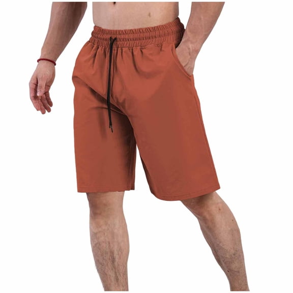 Besolor Mens Workout Shorts Summer Lightweight Quick Dry Athletic Running Casual Drawstring Elastic Waist Beach Shorts with Pocket(X-Large,Red)
