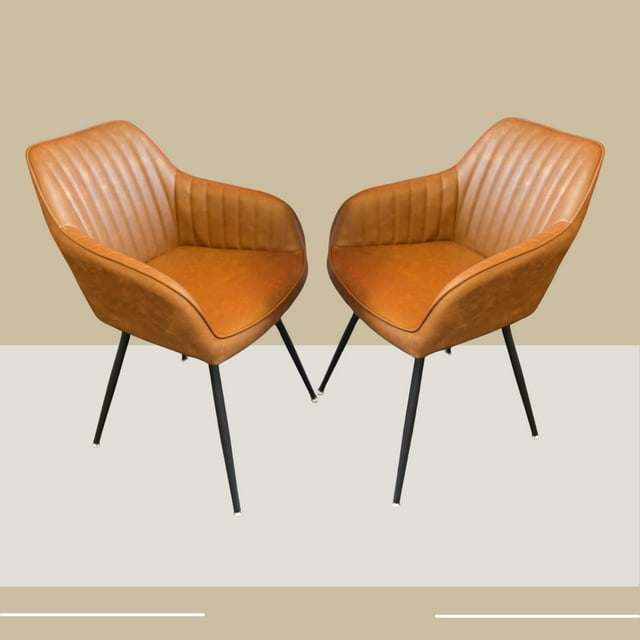 KOSSMAI Set of 2 Faux Leather Upholstered Dining Side Chair with Arm