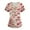Yellow, variant on Minjewel Women's Plus Size Printed V-Neck Short Sleeve Scrubs for Women Set, Vibrant Animal & Floral Print Scrub Set for Healthcare & Caregiving,Beige L