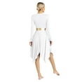 thumbnail image 4 of Linjinx Womens Liturgical Dance Costume Metallic Shiny Patchwork Irregular Dress with Wide-Leg Pants White XXL, 4 of 7