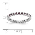 thumbnail image 2 of 925 Sterling Silver Bezel Polished Patterned Stackable Rhodolite Garnet Ring Size 5 Stackable Ring for Women, 2 of 2