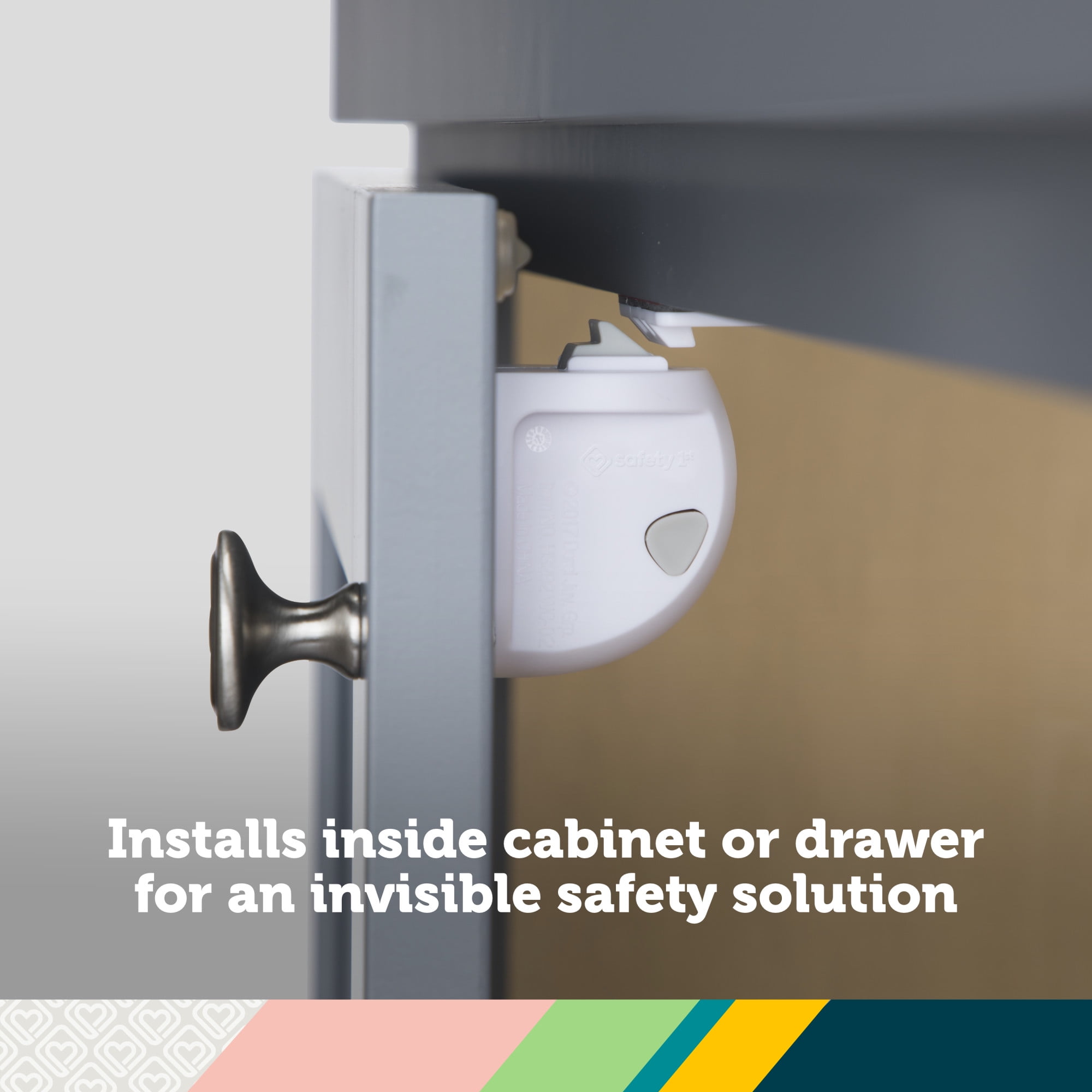 (2 pack) Safety 1st Adhesive Magnetic Lock System - 8 Locks and 2 Keys, White, Toddler