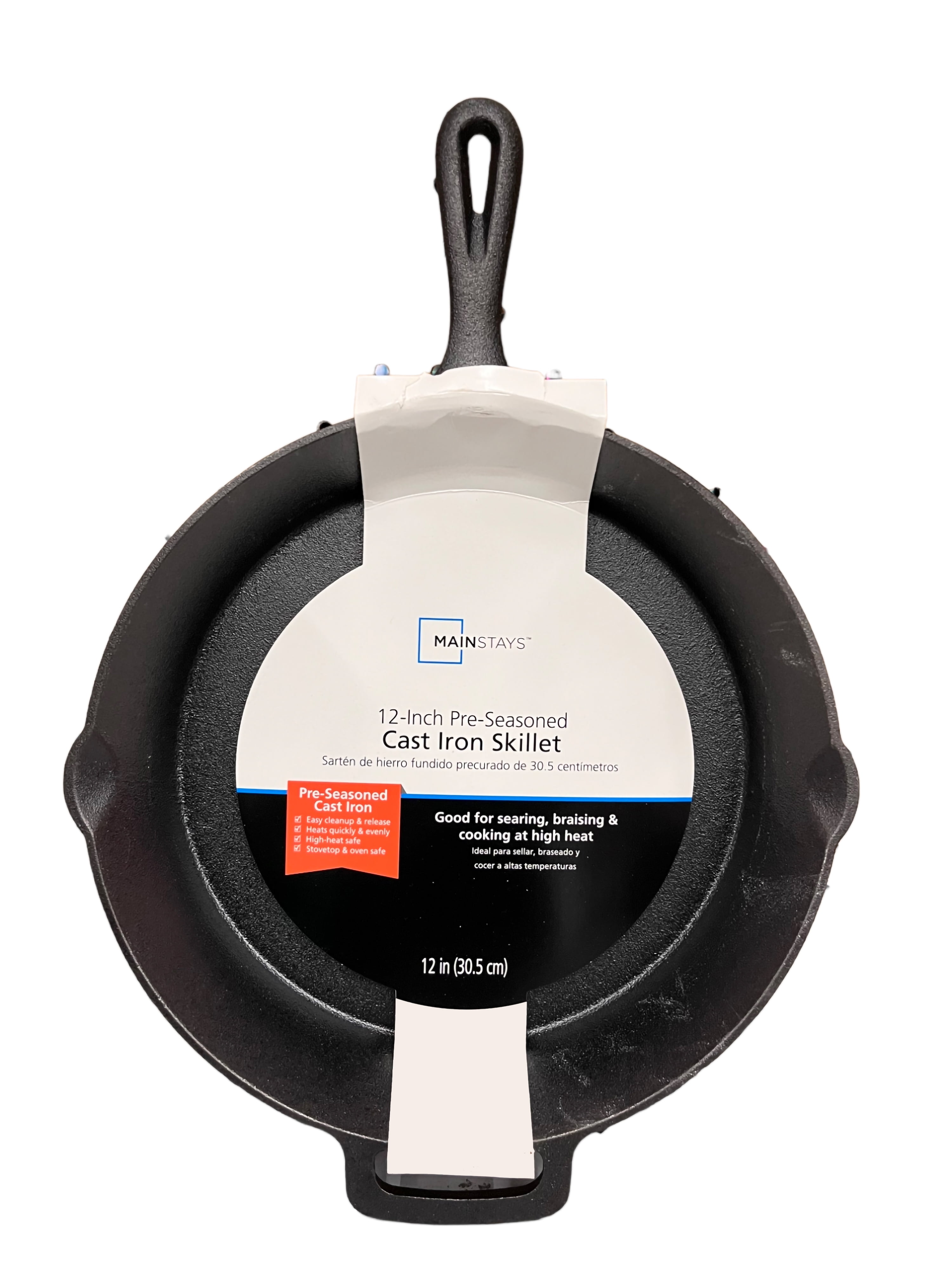  Cast Iron Skillet - 12 Inch Versatile and Durable Cast Iron Pan  - Multi Use Premium Quality Kitchen Pans - Pre-Seasoned Round Big Frying Pan  for Oven, Grill, Stove, Oven: Home