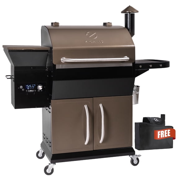 Z GRILLS BBQ Legend 1060 Sq.in Wood Pellet Grill & Smoker, 8-in-1 BBQ with PID Controller, Storage Cabinet, Side Shelf & Grill Cover, ZPG-1000D Bronze