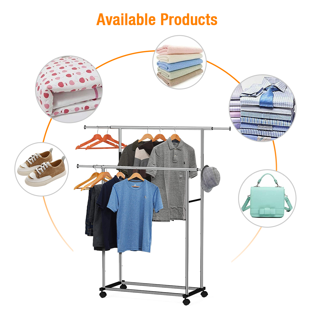 Portable Adjustable Double Clothes Garment Drying Hanging Racks Hangers ...